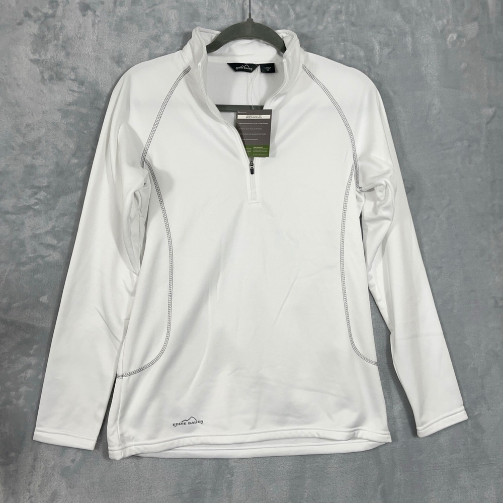 Eddie Bauer Womens Fleece NEW M White Half-Zip Base Layer EB237 Athletic Gorp